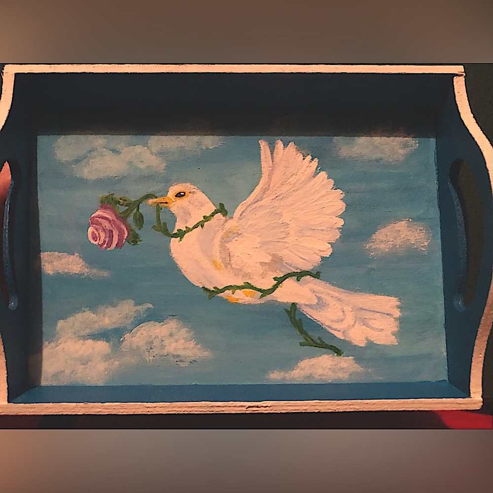 Dove “Peace On Earth” Wood Trinket Tray
